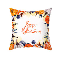 HKM-348115 Halloween Pumpkin Letter Fleece Cushion Cover 45x45cm Geometric Design with PP Cotton Fill