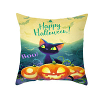 HKM-348115 Halloween Pumpkin Letter Fleece Cushion Cover 45x45cm Geometric Design with PP Cotton Fill