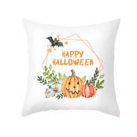 HKM-348115 Halloween Pumpkin Letter Fleece Cushion Cover 45x45cm Geometric Design with PP Cotton Fill