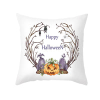 HKM-348115 Halloween Pumpkin Letter Fleece Cushion Cover 45x45cm Geometric Design with PP Cotton Fill