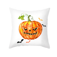 HKM-348115 Halloween Pumpkin Letter Fleece Cushion Cover 45x45cm Geometric Design with PP Cotton Fill