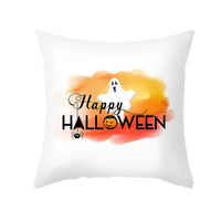 HKM-348115 Halloween Pumpkin Letter Fleece Cushion Cover 45x45cm Geometric Design with PP Cotton Fill