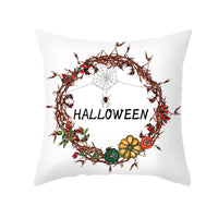 HKM-348115 Halloween Pumpkin Letter Fleece Cushion Cover 45x45cm Geometric Design with PP Cotton Fill