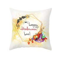 HKM-348115 Halloween Pumpkin Letter Fleece Cushion Cover 45x45cm Geometric Design with PP Cotton Fill