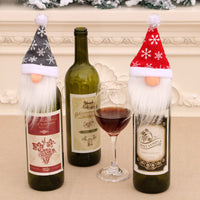 HKM-348179 Christmas Themed Red Wine Bottle Cover - Festive Decoration for Home and Holiday Gifts (22cm x 9cm)