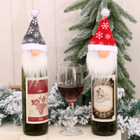HKM-348179 Christmas Themed Red Wine Bottle Cover - Festive Decoration for Home and Holiday Gifts (22cm x 9cm)