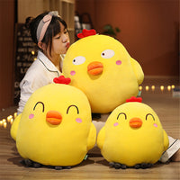 HKM-348179 Squinting Yellow Chicken Plush Doll - Cartoon Cushion/Pillow, Available in Three Sizes