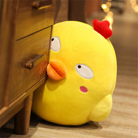 HKM-348179 Squinting Yellow Chicken Plush Doll - Cartoon Cushion/Pillow, Available in Three Sizes