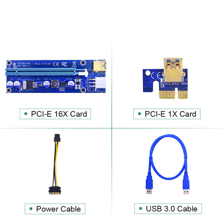 HKM-348243 PCI-E 1X to 16X Extension Adapter with 60CM Soft Wire and LED Indicators