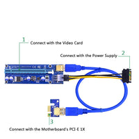 HKM-348243 PCI-E 1X to 16X Extension Adapter with 60CM Soft Wire and LED Indicators