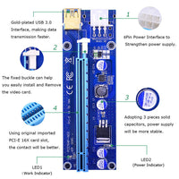 HKM-348243 PCI-E 1X to 16X Extension Adapter with 60CM Soft Wire and LED Indicators