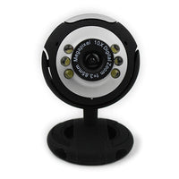 HKM-348243 Webcam with Night Vision and Built-In Microphone, 6 LED Lights, USB Compatible, Adjustable Focus