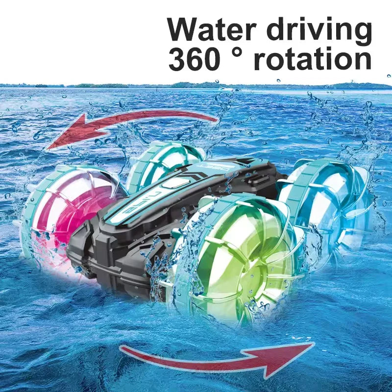 HKM-348307 Amphibious Remote-Controlled Car with Lights, 2.4G Dual Control, Gravity Sensing, for Ages 5 and Up