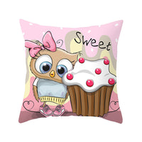 HKM-348435 Modern Owl Animal Pillowcase Cushion Cover in Peach Skin Fabric