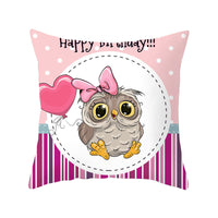 HKM-348435 Modern Owl Animal Pillowcase Cushion Cover in Peach Skin Fabric