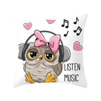 HKM-348435 Modern Owl Animal Pillowcase Cushion Cover in Peach Skin Fabric