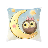 HKM-348435 Modern Owl Animal Pillowcase Cushion Cover in Peach Skin Fabric