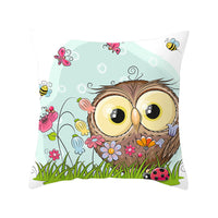 HKM-348435 Modern Owl Animal Pillowcase Cushion Cover in Peach Skin Fabric