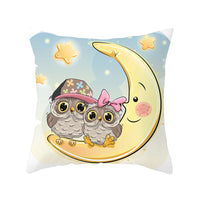 HKM-348435 Modern Owl Animal Pillowcase Cushion Cover in Peach Skin Fabric
