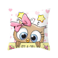 HKM-348435 Modern Owl Animal Pillowcase Cushion Cover in Peach Skin Fabric