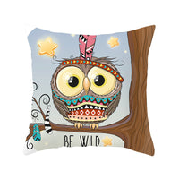 HKM-348435 Modern Owl Animal Pillowcase Cushion Cover in Peach Skin Fabric