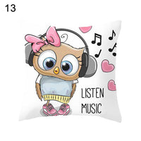 HKM-348435 Modern Owl Animal Pillowcase Cushion Cover in Peach Skin Fabric