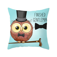 HKM-348435 Modern Owl Animal Pillowcase Cushion Cover in Peach Skin Fabric