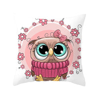 HKM-348435 Modern Owl Animal Pillowcase Cushion Cover in Peach Skin Fabric
