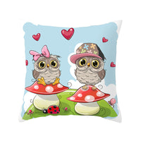 HKM-348435 Modern Owl Animal Pillowcase Cushion Cover in Peach Skin Fabric