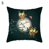 HKM-348435 Modern Owl Animal Pillowcase Cushion Cover in Peach Skin Fabric