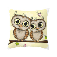 HKM-348435 Modern Owl Animal Pillowcase Cushion Cover in Peach Skin Fabric