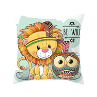 HKM-348435 Modern Owl Animal Pillowcase Cushion Cover in Peach Skin Fabric