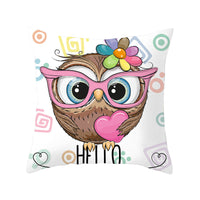 HKM-348435 Modern Owl Animal Pillowcase Cushion Cover in Peach Skin Fabric