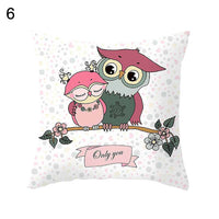 HKM-348435 Modern Owl Animal Pillowcase Cushion Cover in Peach Skin Fabric