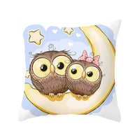 HKM-348435 Modern Owl Animal Pillowcase Cushion Cover in Peach Skin Fabric