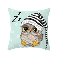 HKM-348435 Modern Owl Animal Pillowcase Cushion Cover in Peach Skin Fabric