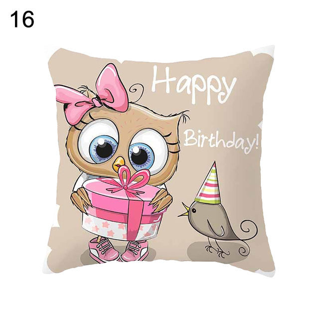 HKM-348435 Modern Owl Animal Pillowcase Cushion Cover in Peach Skin Fabric