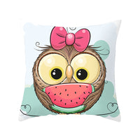 HKM-348435 Modern Owl Animal Pillowcase Cushion Cover in Peach Skin Fabric
