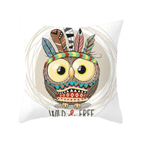 HKM-348435 Modern Owl Animal Pillowcase Cushion Cover in Peach Skin Fabric