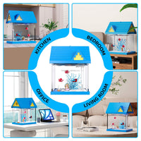 HKM-348563 2-Gallon Clear Acrylic Fish Tank with Filtration and Lighting for Shrimp, Jellyfish, and Goldfish