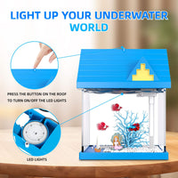 HKM-348563 2-Gallon Clear Acrylic Fish Tank with Filtration and Lighting for Shrimp, Jellyfish, and Goldfish