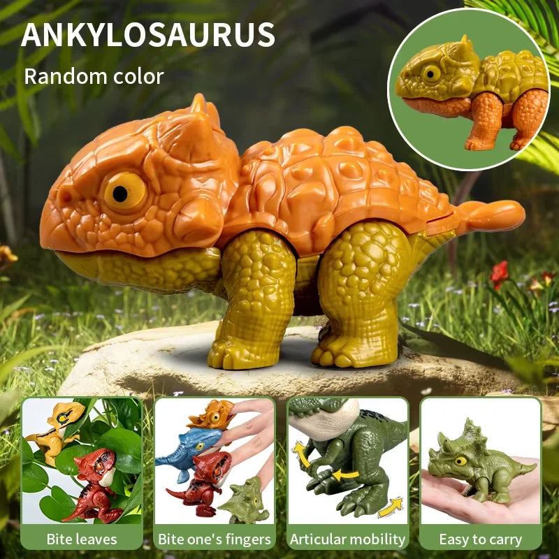 HKM-348691 Mini Finger Biting Dinosaur Fidget Toy for Kids Ages 5 and Up, Plastic Stress Relief Toy