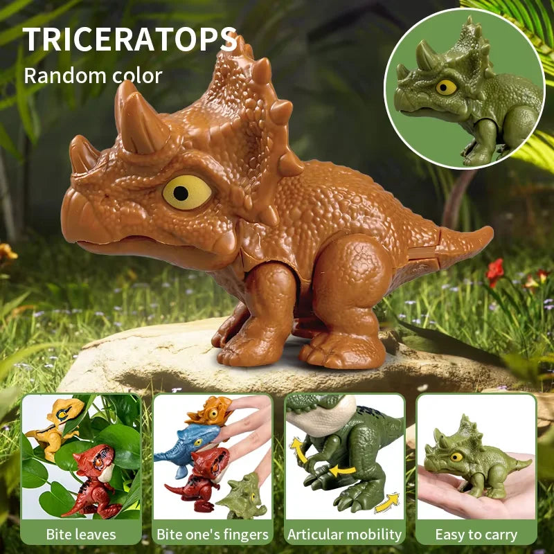 HKM-348691 Mini Finger Biting Dinosaur Fidget Toy for Kids Ages 5 and Up, Plastic Stress Relief Toy