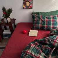 HKM-348691 Nordic Simple Plaid Cotton Four-Piece Bed Linen Set in Washed Cotton