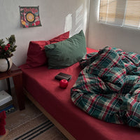 HKM-348691 Nordic Simple Plaid Cotton Four-Piece Bed Linen Set in Washed Cotton