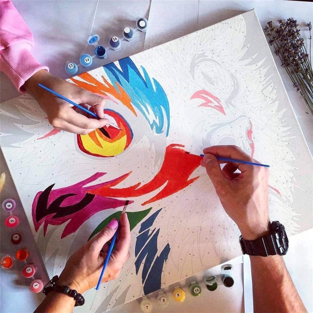 HKM-348819 DIY Digital Oil Painting Kit for Living Room and Bedroom Decoration with Canvas, Brushes, and Pigments