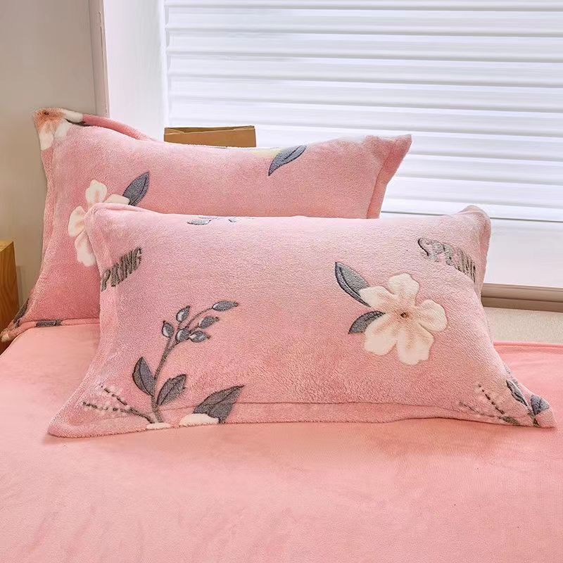 HKM-348947 Double-sided Fleece Winter Pillowcase, Coral Fleece, 48x74cm, Available Single or Pair