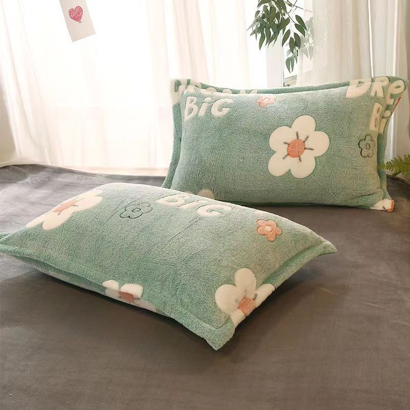 HKM-348947 Double-sided Fleece Winter Pillowcase, Coral Fleece, 48x74cm, Available Single or Pair