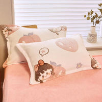 HKM-348947 Double-sided Fleece Winter Pillowcase, Coral Fleece, 48x74cm, Available Single or Pair