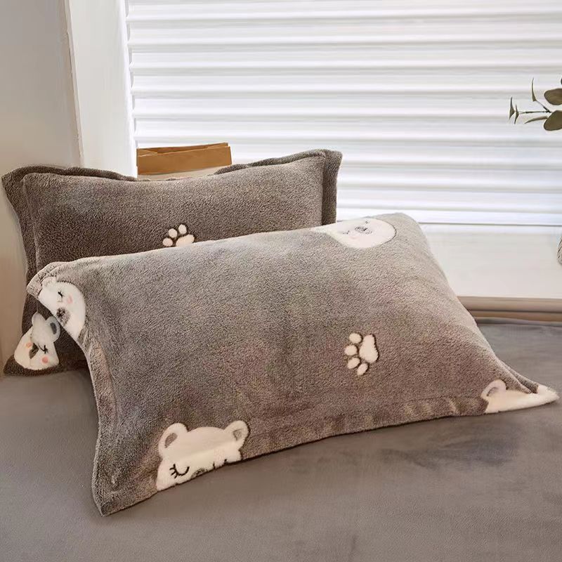 HKM-348947 Double-sided Fleece Winter Pillowcase, Coral Fleece, 48x74cm, Available Single or Pair